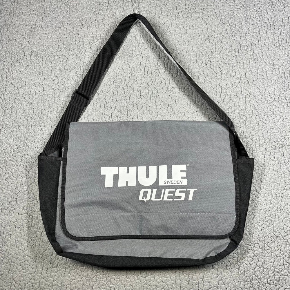 Thule Sweden Quest Messenger Bag Grey Black Canvas Crossbody Laptop Travel Case
